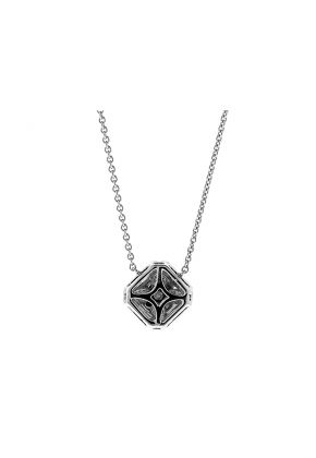 Cluster Necklace / Diamond Pendant - Halo Style - 18k White Gold Jewelry