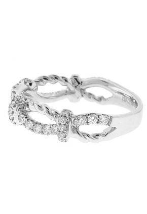 Diamond Twist Ring - Crossover Rope Design - 18k White Gold Jewelry