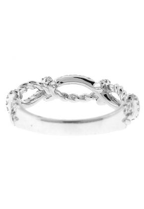 Diamond Twist Ring - Crossover Rope Design - 18k White Gold Jewelry