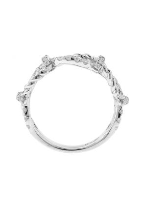 Diamond Twist Ring - Crossover Rope Design - 18k White Gold Jewelry