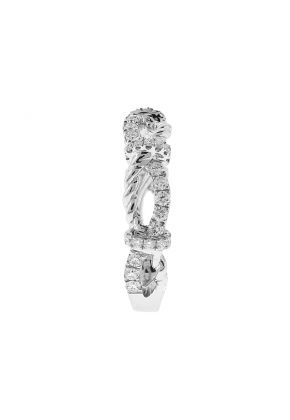 Diamond Twist Ring - Crossover Rope Design - 18k White Gold Jewelry