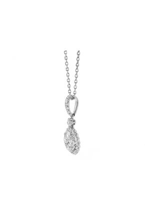 Diamond Cluster Pendant / Necklace - Round - 18k White Gold Jewelry