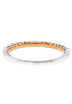 Two Tone Diamond Wedding Band - 18k White & Rose Gold Ring