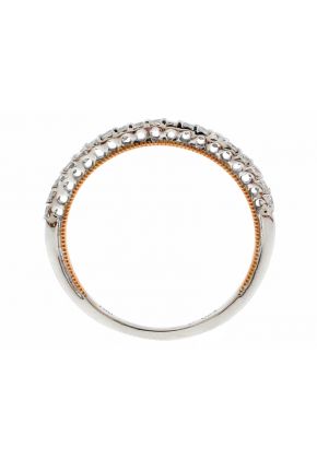 Two Tone Diamond Wedding Band - 18k White & Rose Gold Ring
