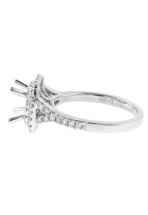 Square Double Halo Diamond Engagement Ring - 18k White Gold - Semi-Mount