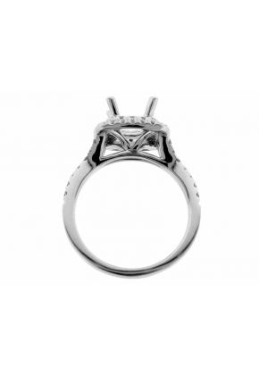 Square Double Halo Diamond Engagement Ring - 18k White Gold - Semi-Mount