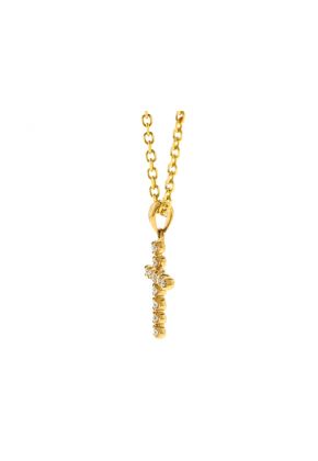 Diamond Cross Pendant / Necklace - 18k Yellow Gold