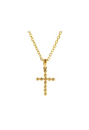 Diamond Cross Pendant / Necklace - 18k Yellow Gold