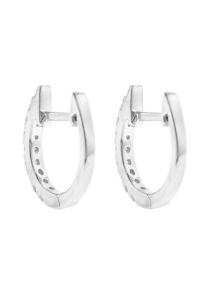 Small Diamond Hoop Earrings - 18k White Gold