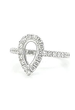 9x5 mm Pear Halo Engagement Ring Semi Mount