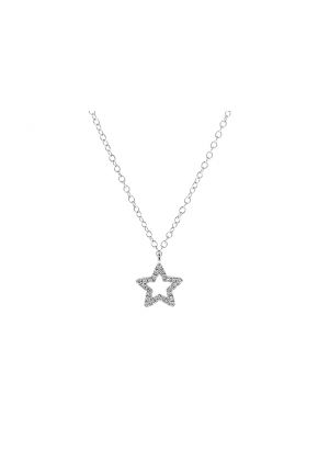Tiny Star Pendant with Diamonds in 18k White Gold