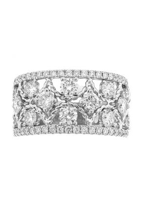 Openwork Style Ring with Diamonds and Rope Design in 18k White Gold