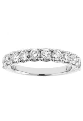 Single Row Wedding / Anniversary Band with Diamonds in 18k White Gold