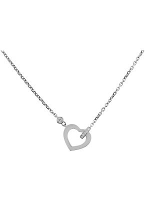 Interlocked Heart Necklace with Diamonds in 18k White Gold