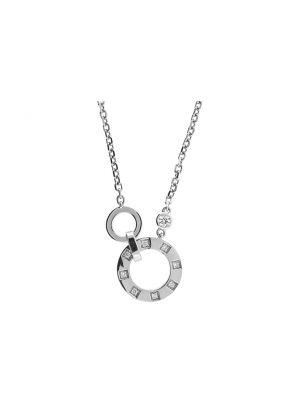 Interlocking Circle Necklace with Diamonds in 18k White Gold