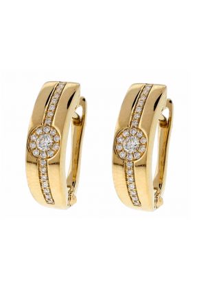 14k Yellow Gold Earrings / Diamond Huggies - Cluster Design