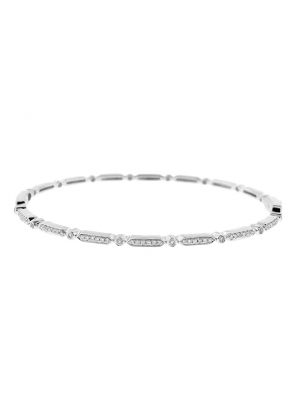Diamond Bangle / Thin Bracelet - 14k White Gold - Minimalist Jewelry