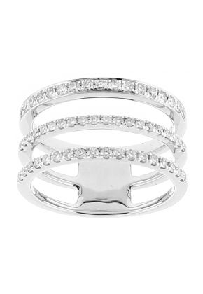 Ladies Triple Row Statement Ring with Diamonds in 18k White Gold