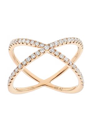 Statement 'X' Ring with Diamonds in 18k Rose Gold