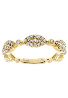 Ladies Stackable Band with Bezel and Micro Prong Set Diamonds in 18k Yellow Gold