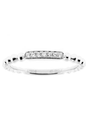 Stackable Ring with Beaded Design and Pave Set Diamonds in 18k White Gold