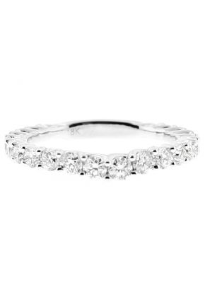 Curved Wedding Band with Diamonds in 18k White Gold