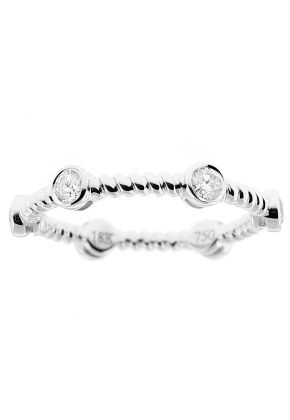 Rope Design Stackable Eternity Band with Bezel Set Diamonds in 18k White Gold
