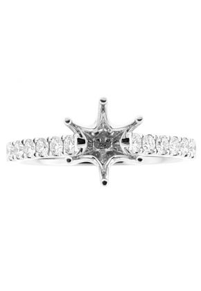 Semi Mount 6 Prong Engagement Ring with Diamonds in 18k White Gold