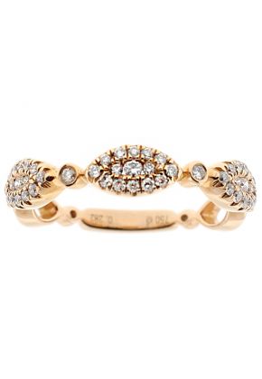Ladies Stackable Band with Prong and Bezel Set Diamonds in 18k Rose Gold