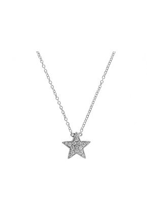 Star Pendant with Diamonds Bordered by Milgrain in 18k White Gold