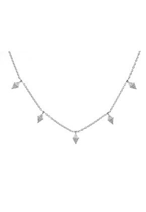Necklace with Round and Triangle Shaped Diamonds in 18k White Gold