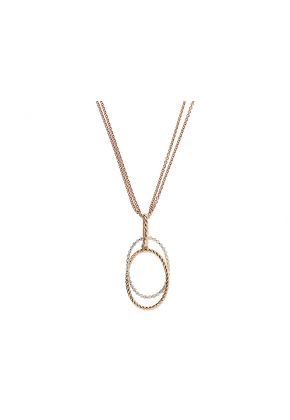 Dangling Interlocking Oval Pendant with Diamonds in 18k Rose Gold