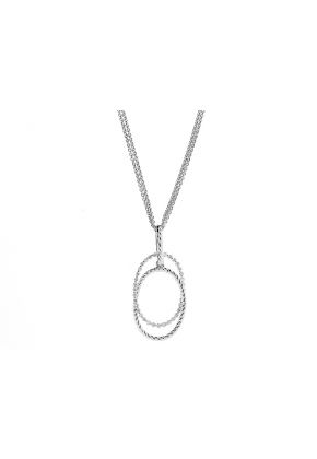 Double Oval Interlocking Pendant with Diamonds in 18k White Gold