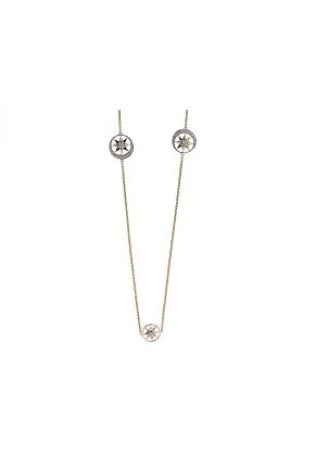 Two Tone Necklace with Star Design and Diamonds in 18k White and Yellow Gold