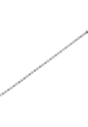 Ladies Milgrain Engraved Bracelet with Pattern of Round Diamonds in 18k White Gold
