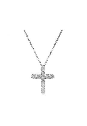 Cross Pendant with Diamonds in 18k White Gold