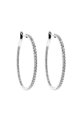 Inside Out Hoop Earrings with Diamonds in 18k White Gold