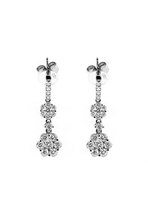 Dangling Earrings with Round Diamonds in 18k White Gold