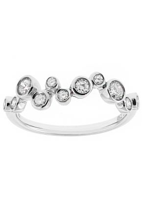 Abstract Ladies Fashion Ring with Modern Design of Bezel Set Diamonds in 18k White Gold