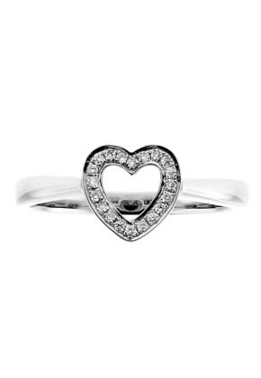 Diamond Heart Ladies 18kt White Gold Ring