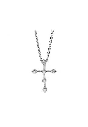 Ladies 6 Stone Diamond Cross Pendant in 18kt White Gold