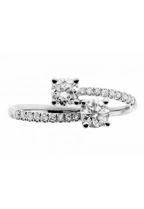 Two Stone Ring Design with 0.57 tcw Diamonds in 18kt White Gold