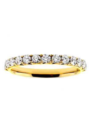 Single Row 13 Stone Diamond Wedding Band Ring in 18kt Yellow Gold