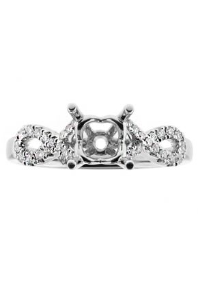 Ribbon Twist Shank Diamond Engagement Ring Semi Mount in 18kt White Gold