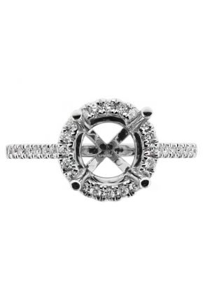 ircle Halo for 7 to 8mm Stone Diamond Engagement Ring Semi Mount in 18kt White Gold