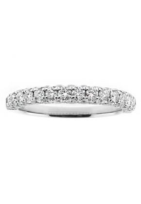 Pave Set 2.9mm Wide Ladies Diamond Wedding Band Ring in 18kt White Gold