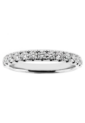 3mm 15 Stone Ladies Single Row Diamond Band Ring in 18kt White Gold