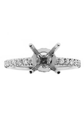 Halo Under the Stone Ladies Diamond Engagement Ring Semi Mount in 18kt White Gold