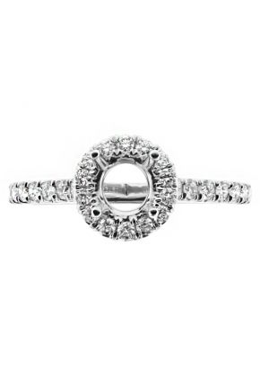 Diamond Round Halo Engagement Ring Semi Mount in 18kt White Gold