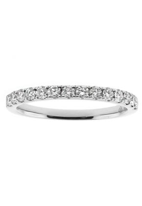 14 Stone Single Row 2mm Wide Ladies Diamond Band Ring in 18kt White Gold